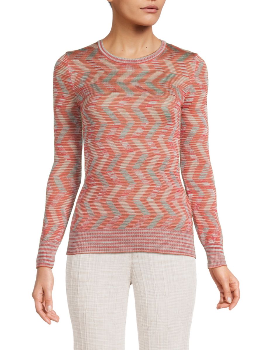 

Свитер из смеси шерсти и шеврона M Missoni, цвет Orange Multi