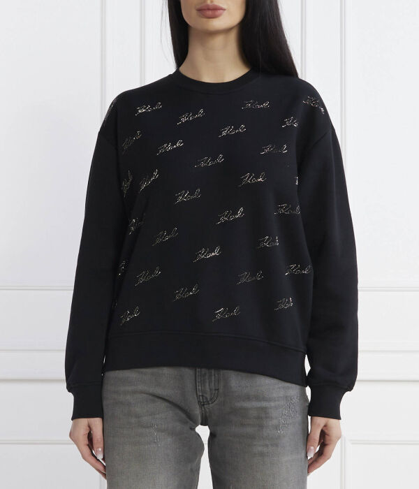 

Свитер со стразами Loose fit Karl Lagerfeld, черный