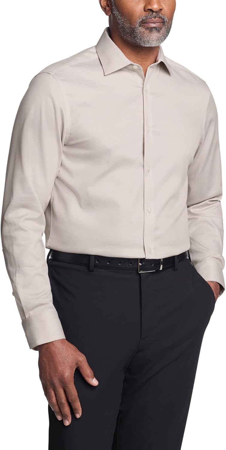 

Мужская рубашка Calvin Klein, облегающая, нескользящая, однотонная, Sand Stone