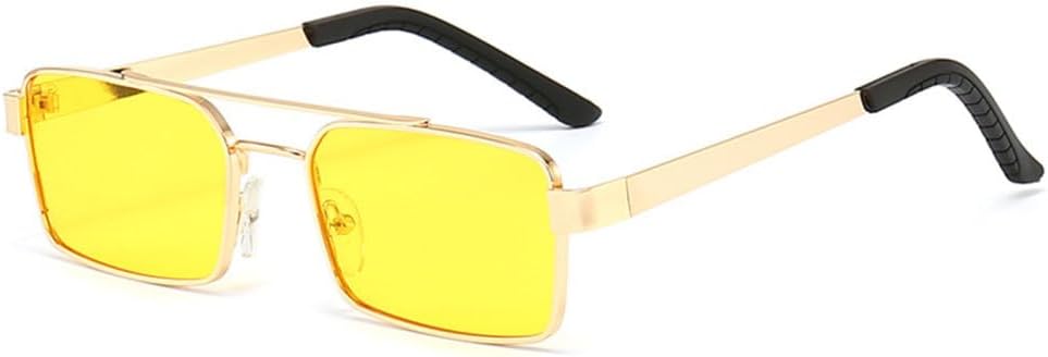 

Солнцезащитные очки в стиле ретро с двойной перемычкой для женщин, модные очки с металлическим градиентом, винтажные солнцезащитные очки с полой оправой для мужчин MTZJH, Yellow