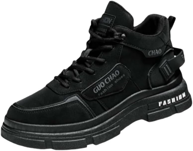 

Мужские модные ботинки на шнуровке с высокой подошвой, округлым носком и резиновой подошвой- удобные и мягкие, подходят для работы или использования на улице Hoalox, черный