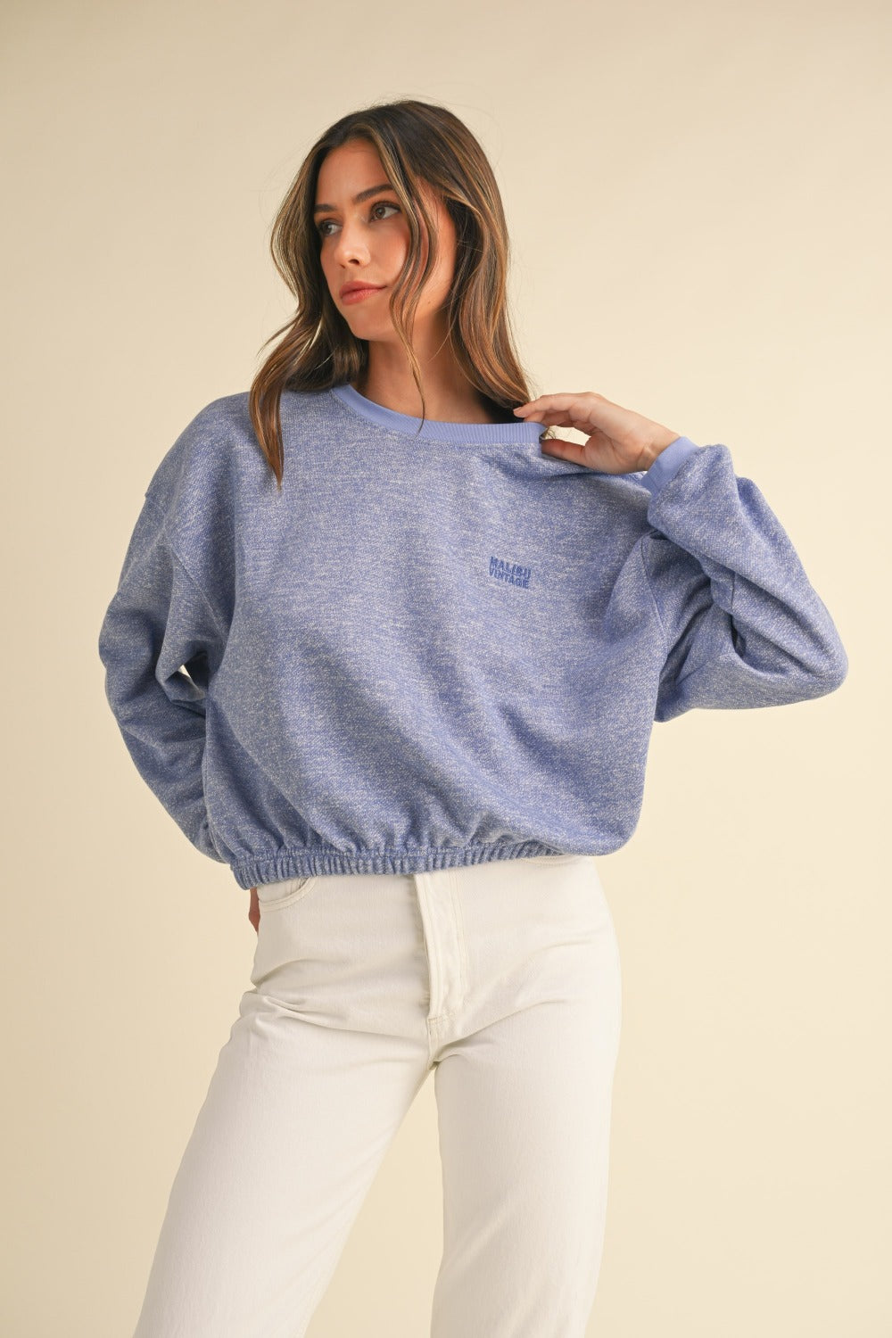 

Укороченная толстовка с круглым вырезом и вышитыми буквами FASHNZFAB, цвет blue purple