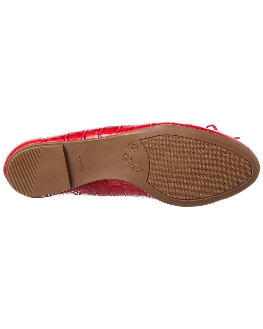Французская подошва Cordelia Плоские туфли из кожи с тиснением под крокодила French Sole, красный — фото 4
