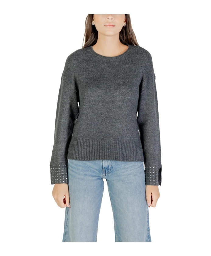 

Вязаный свитер с круглым вырезом и длинными рукавами Only, серый