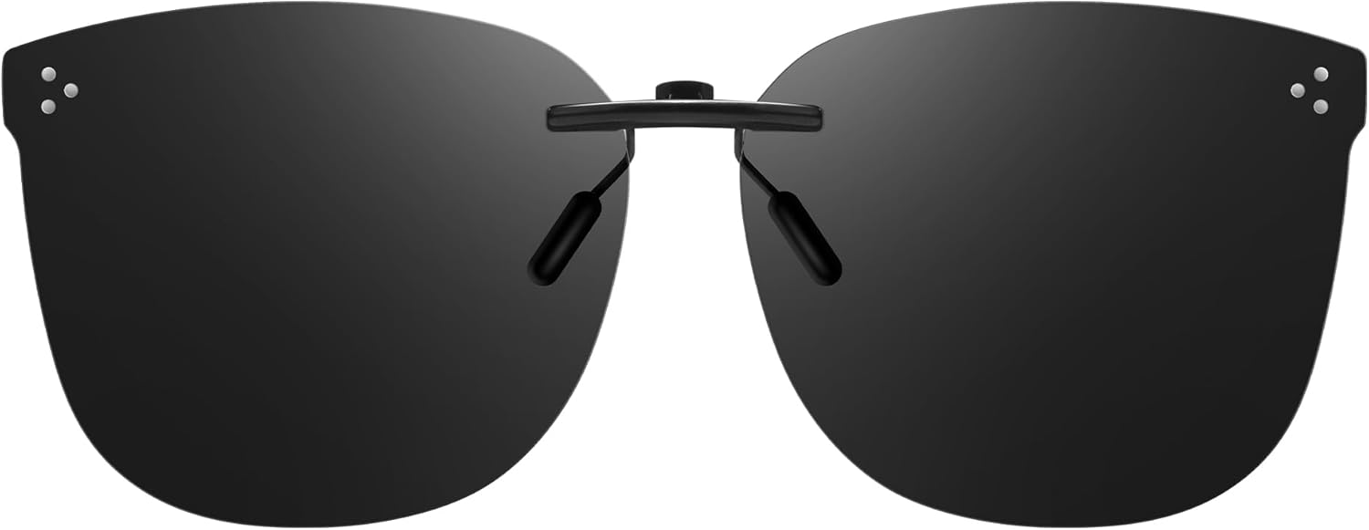 

VIEWBETTER Поляризованные солнцезащитные очки «кошачий глаз» с зажимом для ношения поверх очков с диоптриями, для женщин, защита от УФ-излучения, без оправы, не откидываются вверх SG3168, A01 Grey