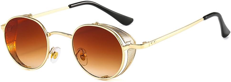 

Солнцезащитные очки в стиле стимпанк для мужчин, винтажные металлические круглые солнцезащитные очки для женщин, маленькие солнцезащитные очки с защитой от УФ-излучения UV400 HDUBFY, 3