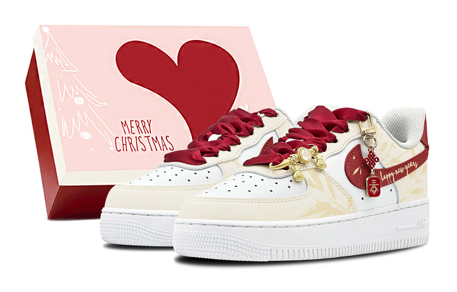 

Nike Кроссовки Air Force 1 Air Force 1 с низким верхом, противоскользящие, износостойкие, мужские, белые, желтые, красные