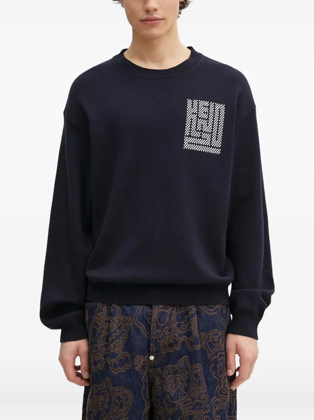 

Свитер с логотипом в технике интарсия Камон KENZO, синий