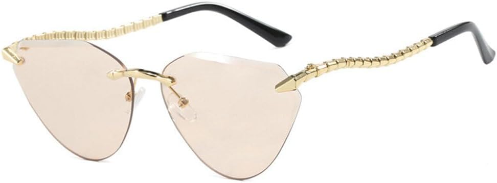 

Женские солнцезащитные очки без оправы с металлическим градиентом и оправой «кошачий глаз», солнцезащитные очки для активного отдыха с защитой от УФ-излучения generic, C4champagne