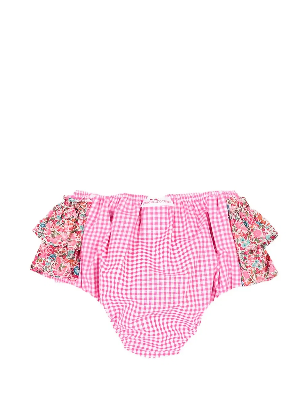 Плавки от бикини с оборками и клетчатым узором Pesciolino Rosso Kids, розовый