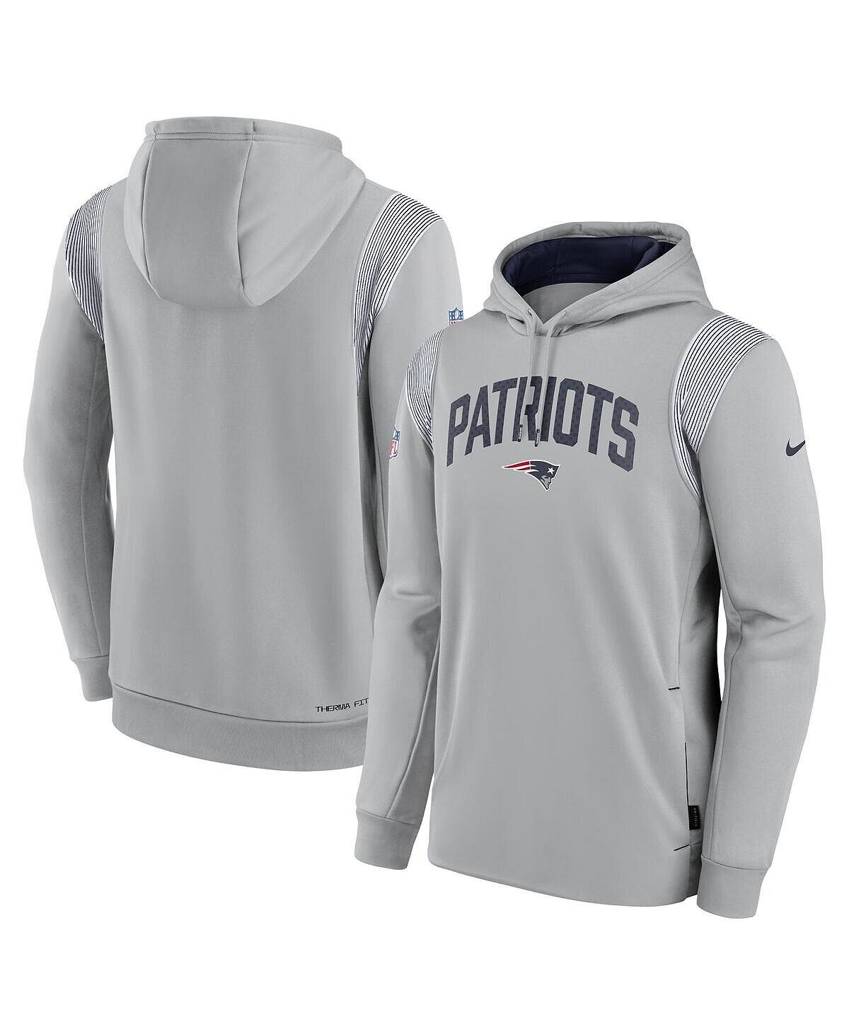 

Мужской серый пуловер с капюшоном New England Patriots Sideline Athletic Stack Performance Nike