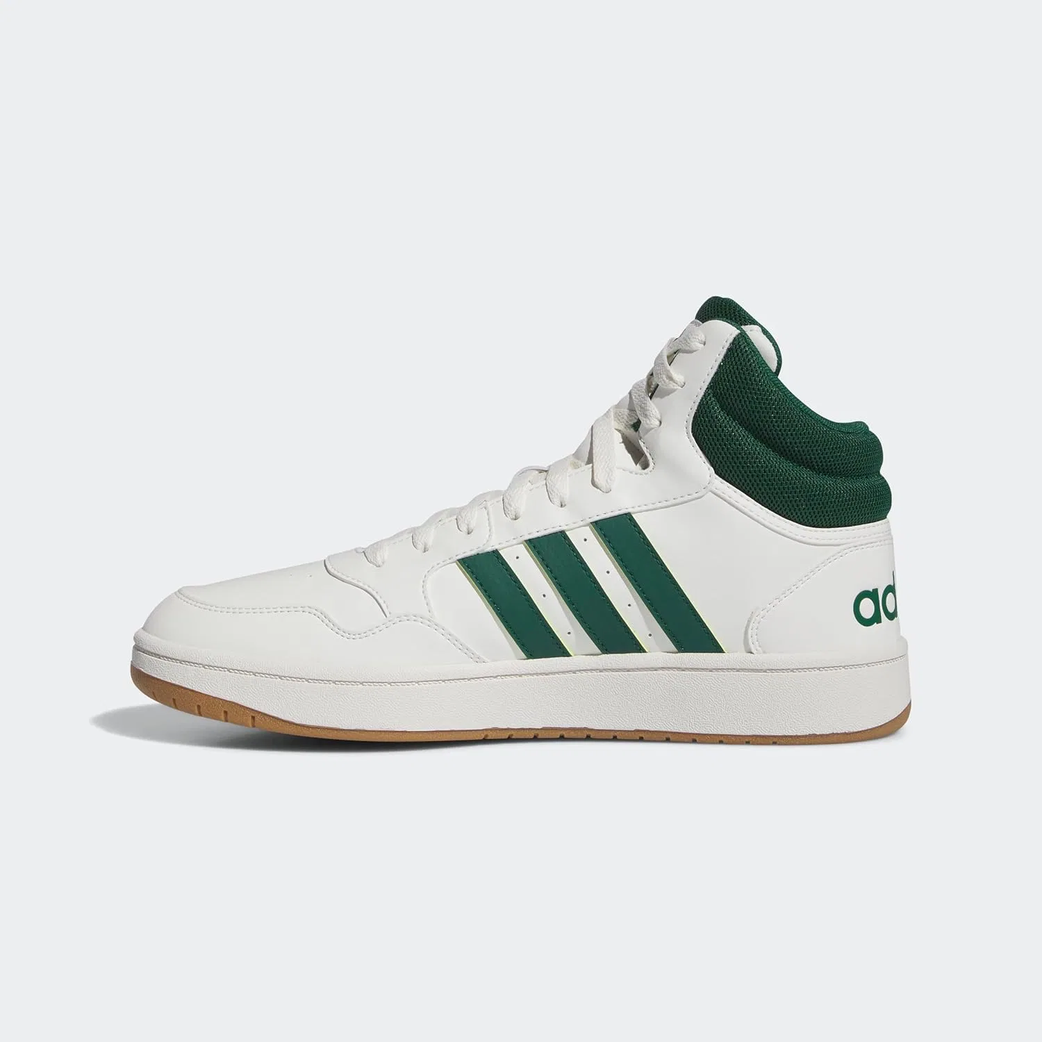Мужские баскетбольные кроссовки Adidas Hoops 3.0 Mid Lifestyle в классическом винтажном стиле, Core White Collegiate Green Gum — фото 2