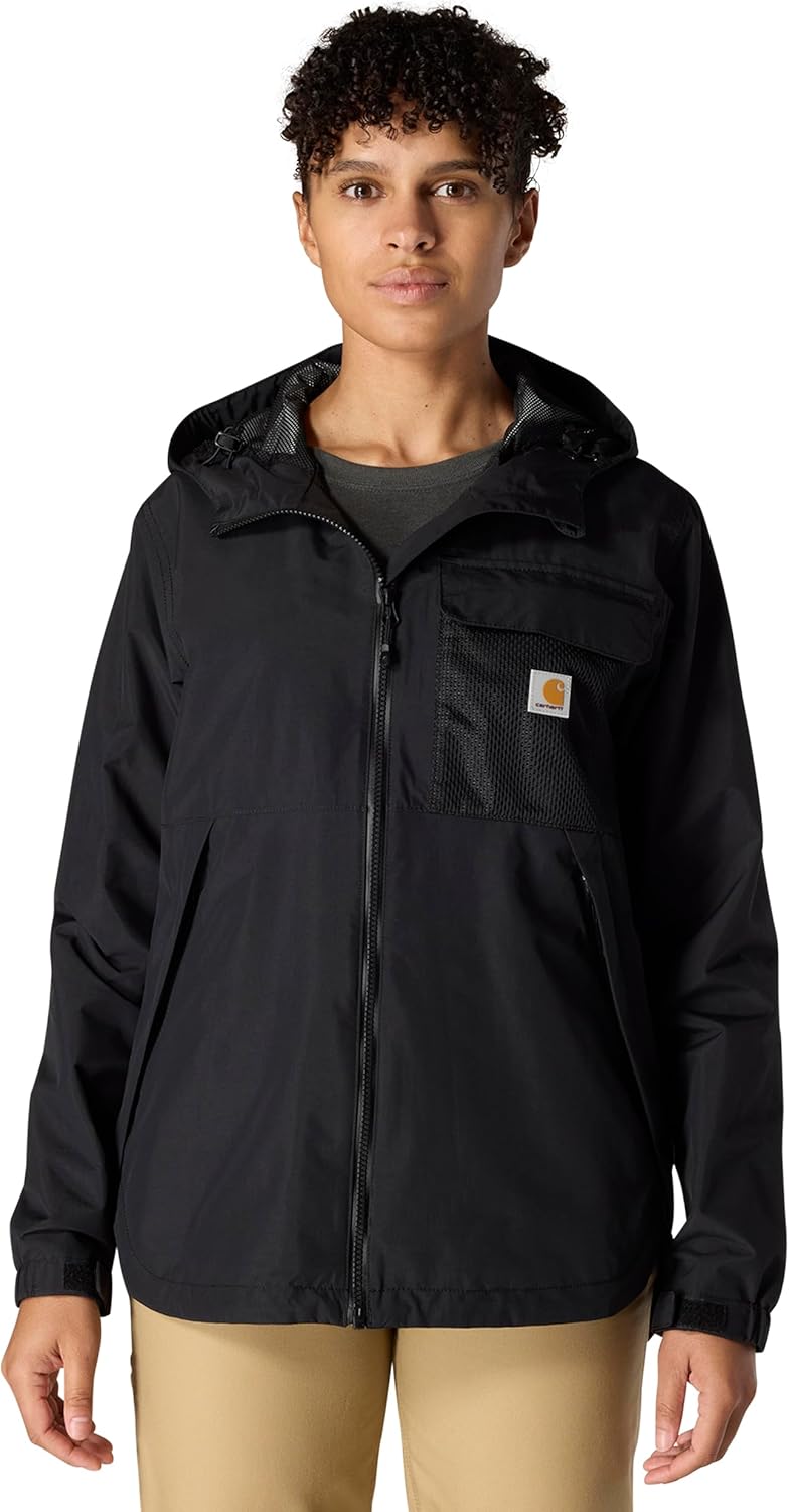 

Carhartt женская куртка Storm Defender Loose Fit легкая с капюшоном и упаковываемая, Black