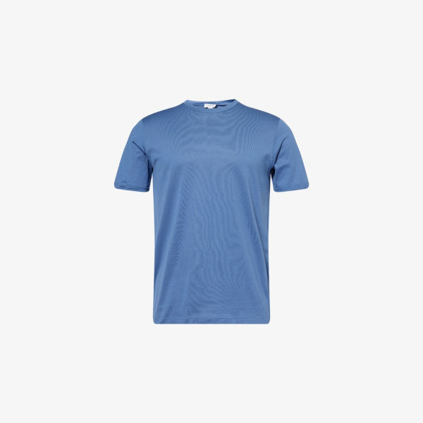 

Классическая хлопковая футболка с круглым вырезом Sunspel, цвет soft denim