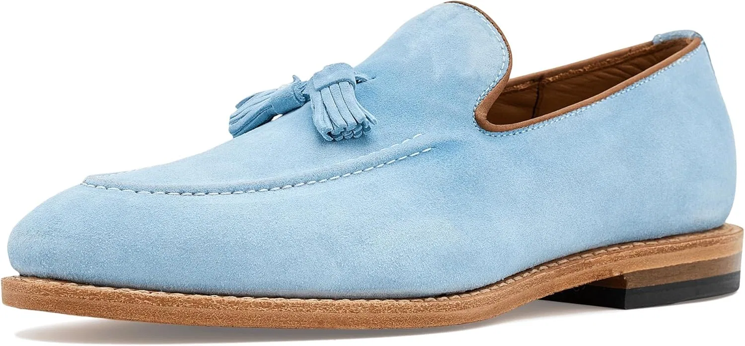 Лоферы с кисточками Allen Edmonds, светло-голубая замша