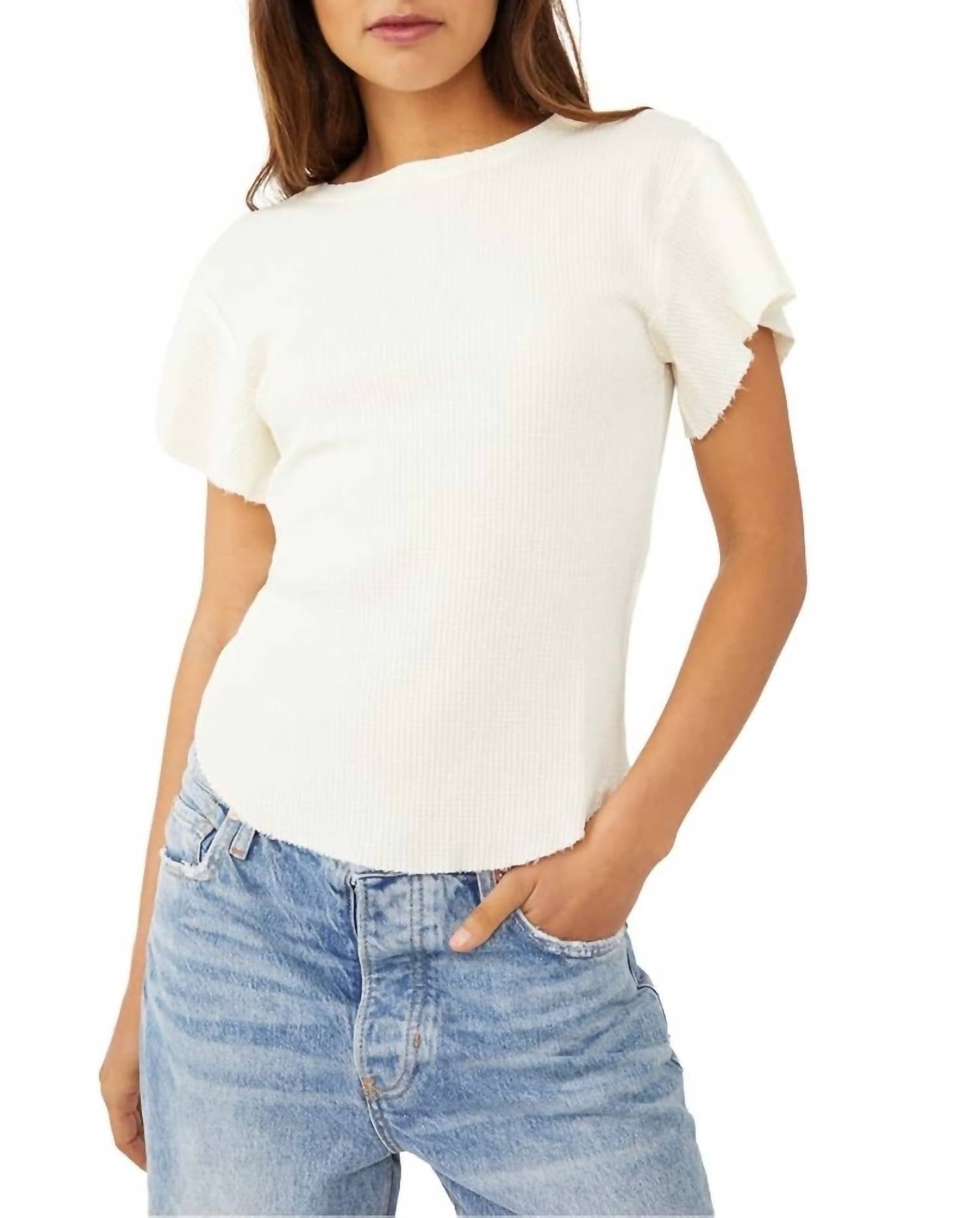 

What's Up Baby Вафельная футболка с тофу Free People, цвет tofu