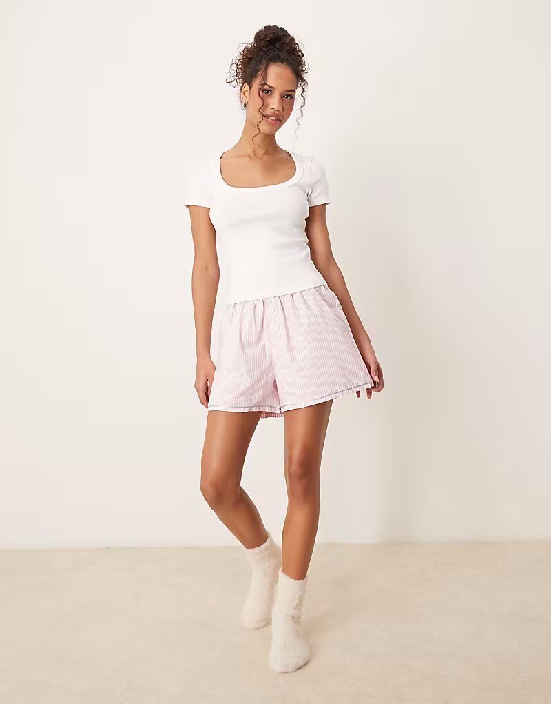 

Тканые шорты Urban Threads Mix & Match в розовую полоску