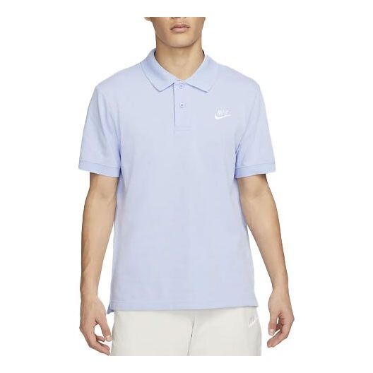 Футболка men's sportswear solid color lapel short sleeve light sea blue polo shirt Nike, мультиколор
