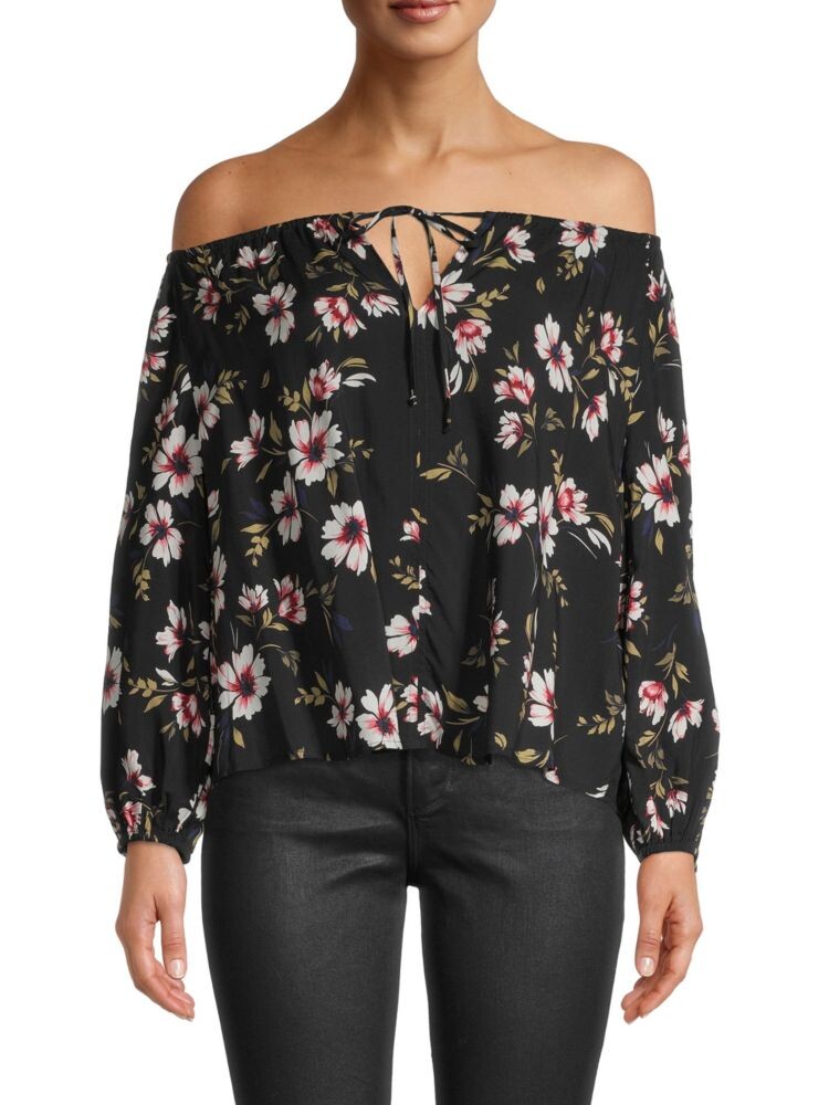 

Топ-крестьянка с цветочным принтом Odet Velvet By Graham & Spencer, цвет Black Multi