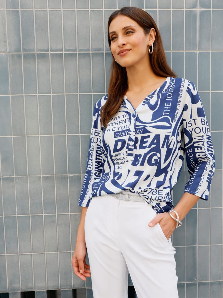 

Блузка-слипон с принтом белого и королевского синего цветов WITT WEIDEN