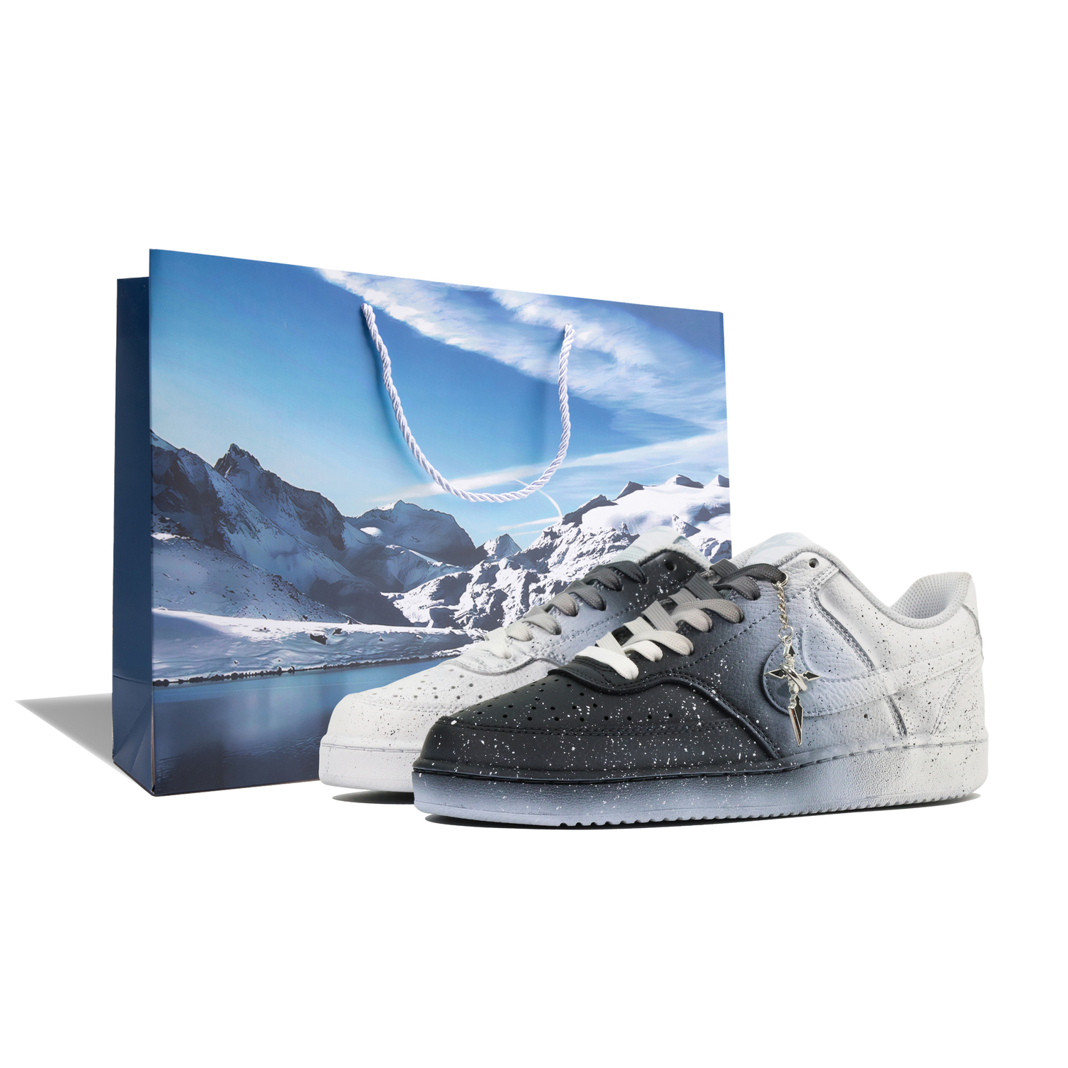 

Nike Кроссовки для скейтбординга Court Vision Nightfall унисекс низкие износостойкие с амортизацией Shopping Bag черно-белые градиент Shopping Bag