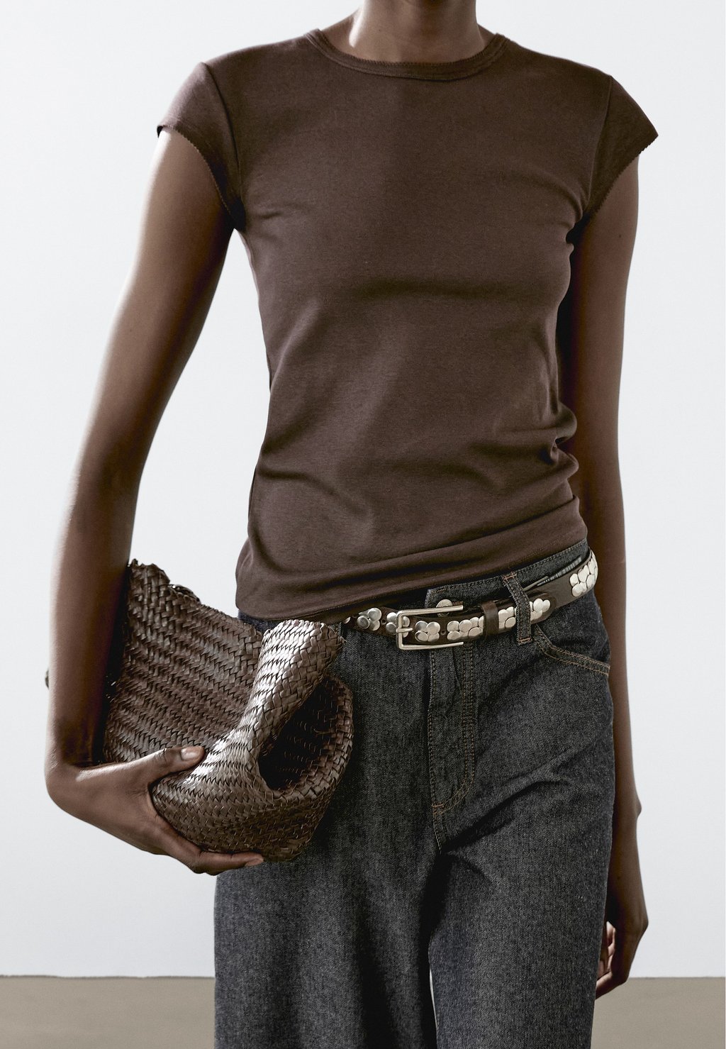 

Базовая футболка SHORT SLEEVE Massimo Dutti, темно-коричневый