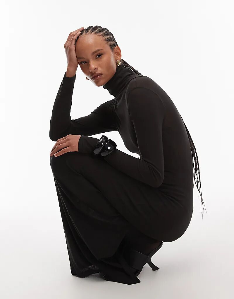 

Платье макси с высоким воротником ASOS DESIGN черного цвета