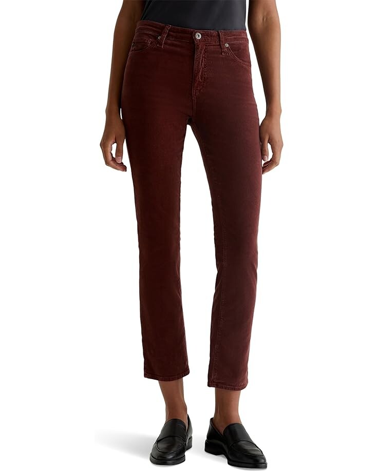 

Джинсы AG Jeans Mari Mid Rise Slim Straight Jeans in Bordeaux Rouge, цвет Bordeaux Rouge