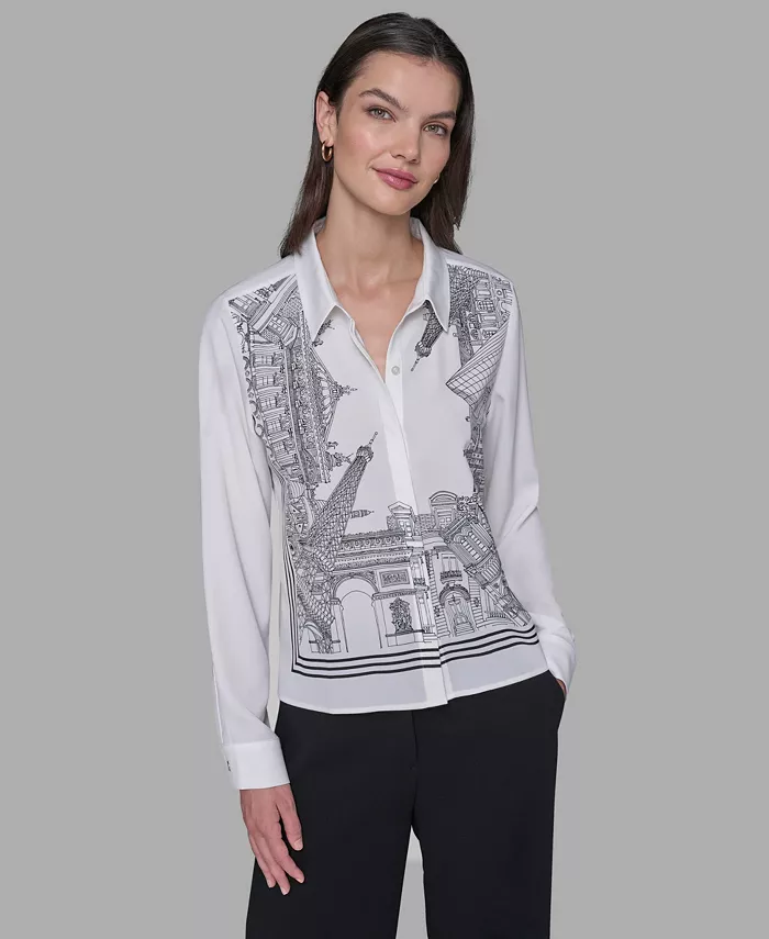 

Тканая блузка Petite Paris Scene KARL LAGERFELD PARIS, белый