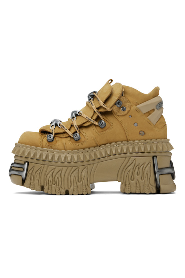 Новые кеды на платформе New Rock Edition Vetements, цвет caramel — фото 3