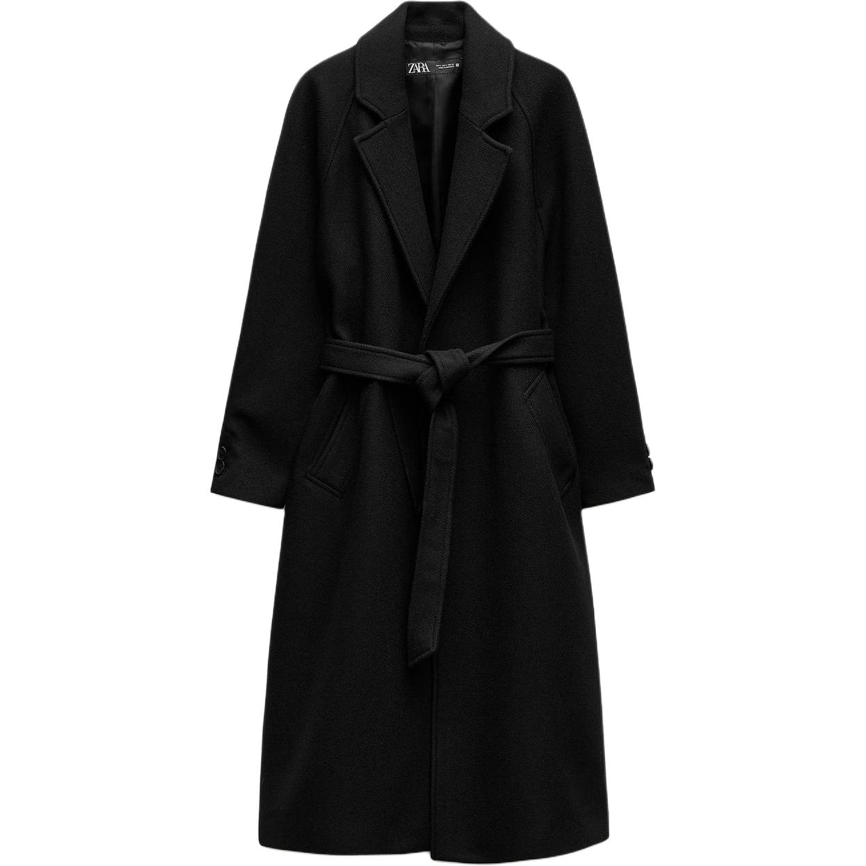 

ZARA Женское черное пальто Black, Black