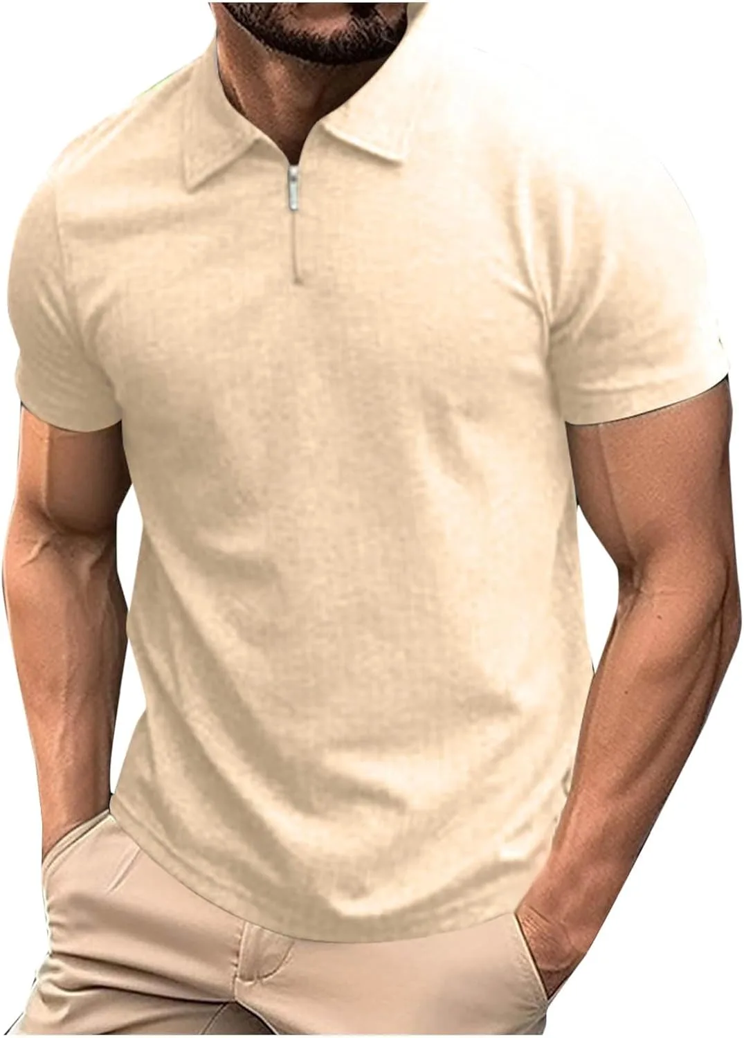 

Мужская футболка с коротким рукавом и молнией Slim Fit Dademeo