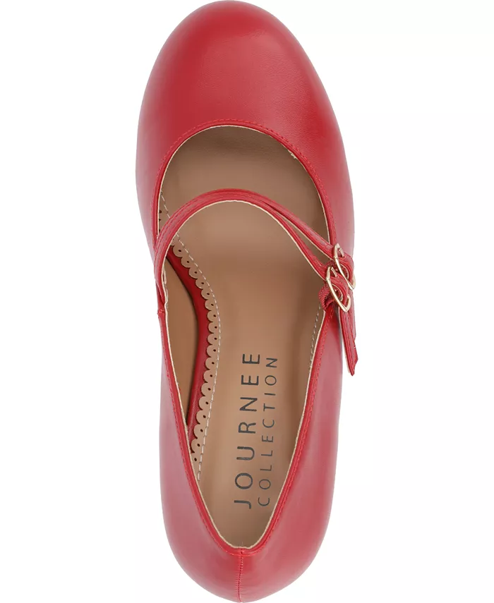 Женские туфли Mary Jane с двойной ремешковой застежкой Windy Journee Collection, красный — фото 4