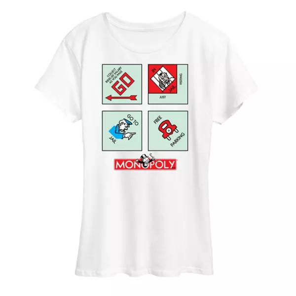 

Футболка с принтом угловых клеток Monopoly для женщин Hasbro, белый