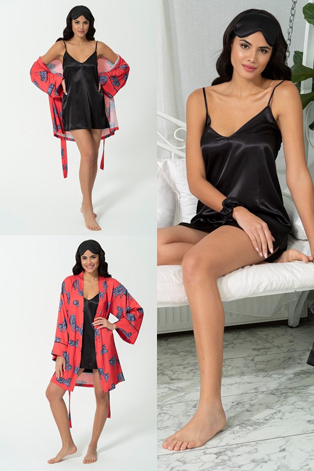 

Комплект из 5 атласных халатов тигрового цвета, ночная рубашка TK FOR YOU MODA