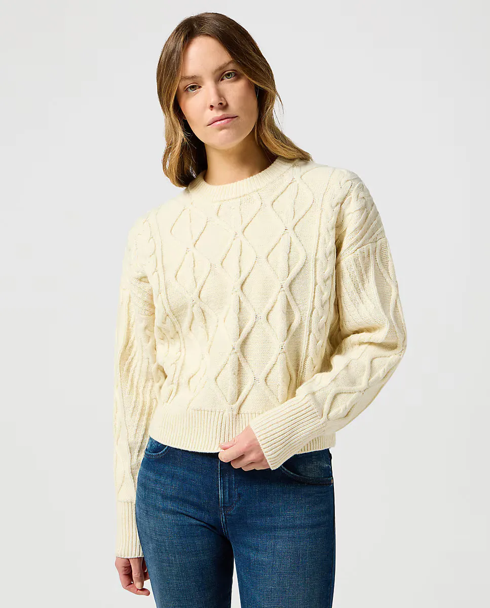 

Женские модные вязаные свитера с круглым вырезом Wrangler, белый