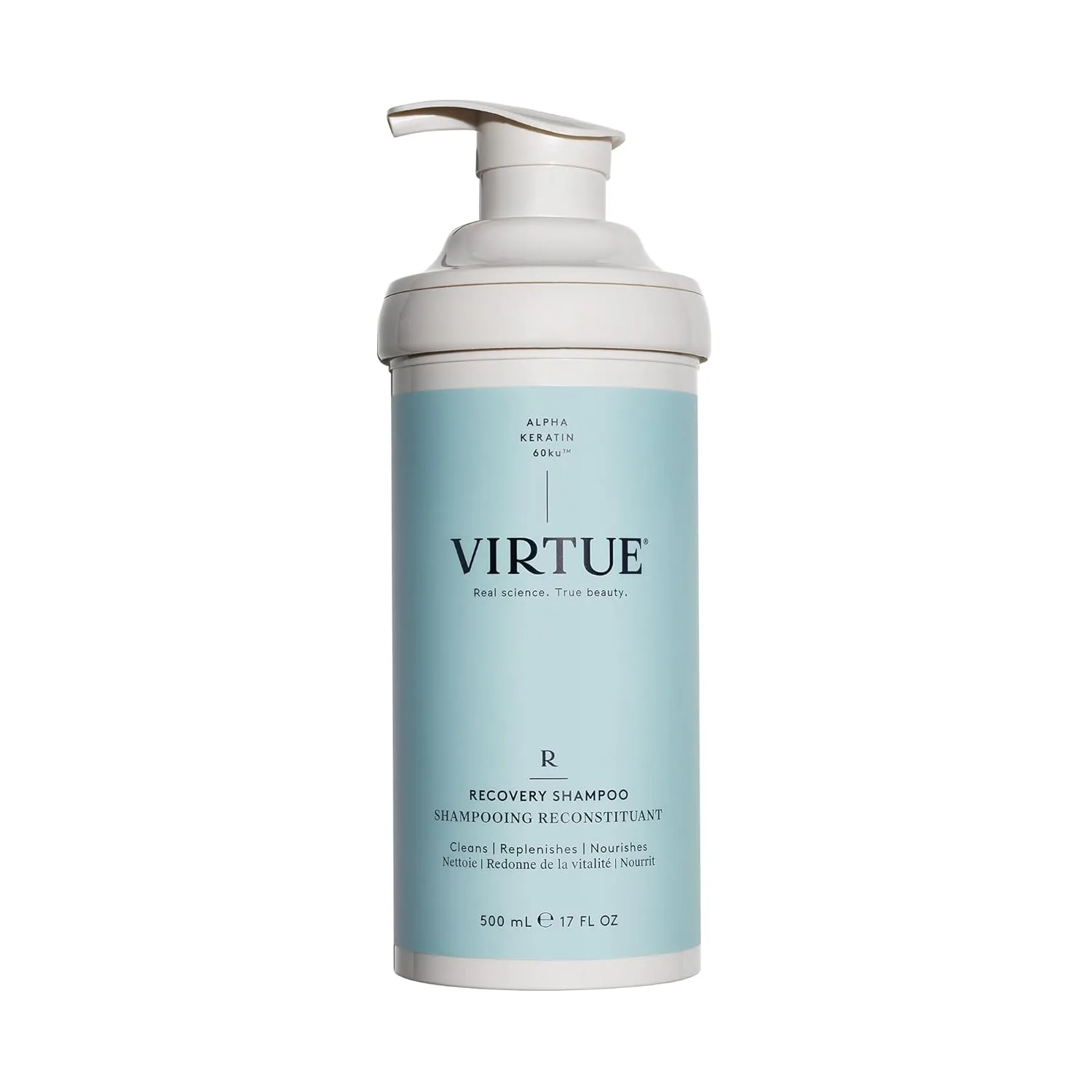 Восстанавливающий шампунь VIRTUE без сульфатов с кератином и маслом семян баобаба для поврежденных волос, безопасен для окрашенных волос. 503 мл (.)