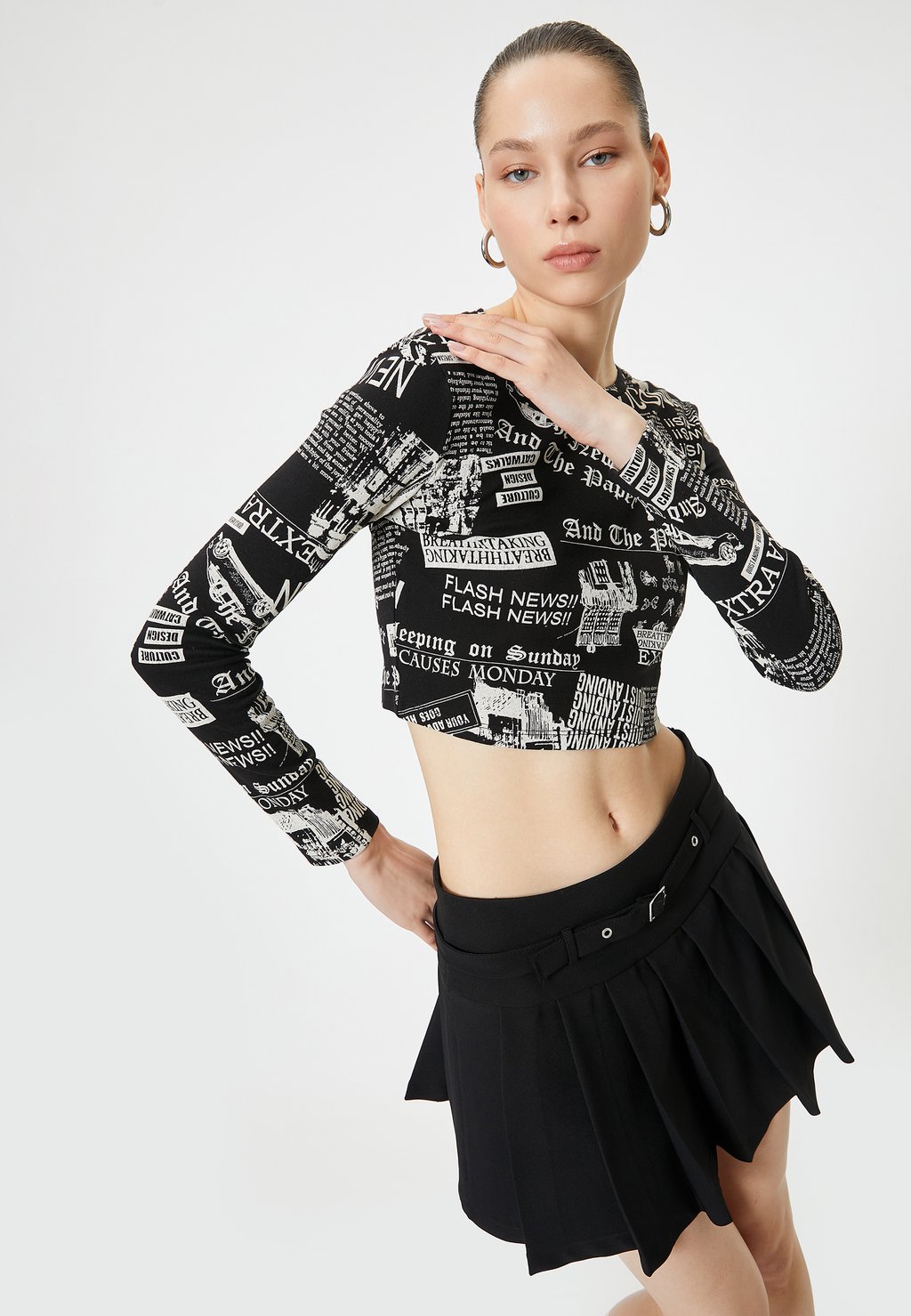 

Топ с длинными рукавами CROP Koton, черный