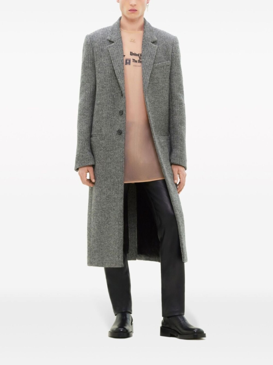

Courrèges однобортное пальто из смесовой шерсти, черный