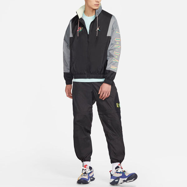 Куртка Men's Air Jordan Sport Dna Embroidered Logo Colorblock Sports Woven Jacket Autumn Black, черный — фото 3