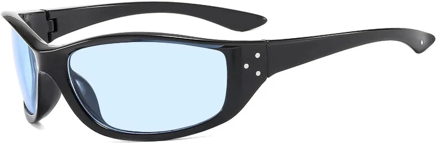 

Ретро-очки «кошачий глаз» конфетных цветов для женщин, для спорта на открытом воздухе, панк-стиль для мужчин. Модные солнцезащитные очки TKKTLLT, Black Blue