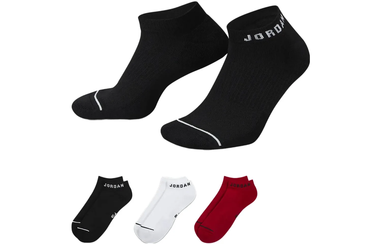 Носки на каждый день без видимой резинки (3 пары) Jordan, 3 Pack (Black+White+Red) — фото 3