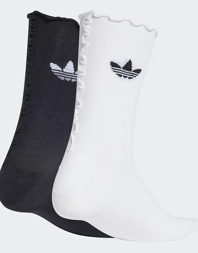 Комплект из двух пар носков Adidas Originals с оборками, бело-черный — фото 3