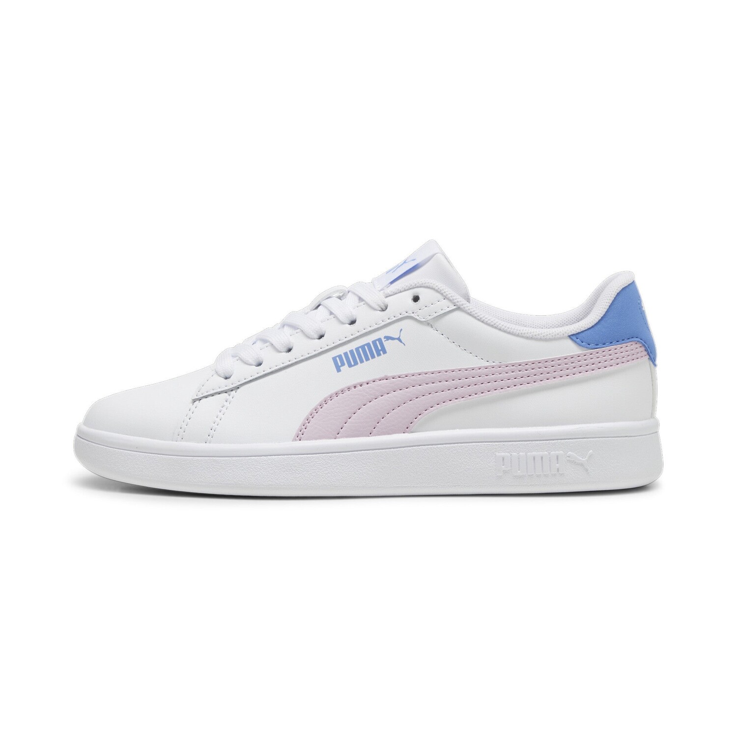 

Большие кожаные кроссовки PUMA Smash 3.0, цвет White/Grape Mist/Blue Skies