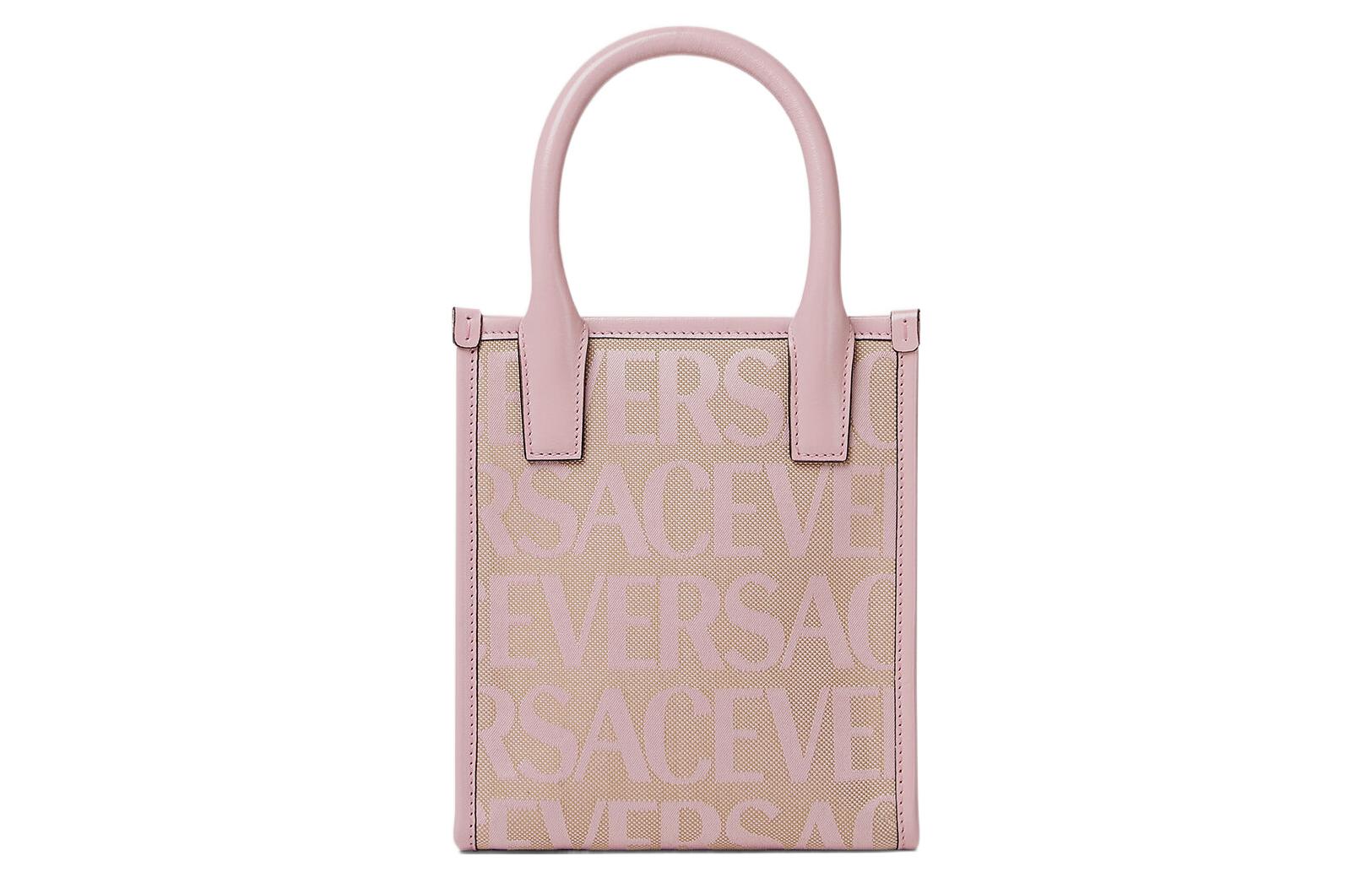 VERSACE Кожаная сумка через плечо мини женская розовая — фото 3