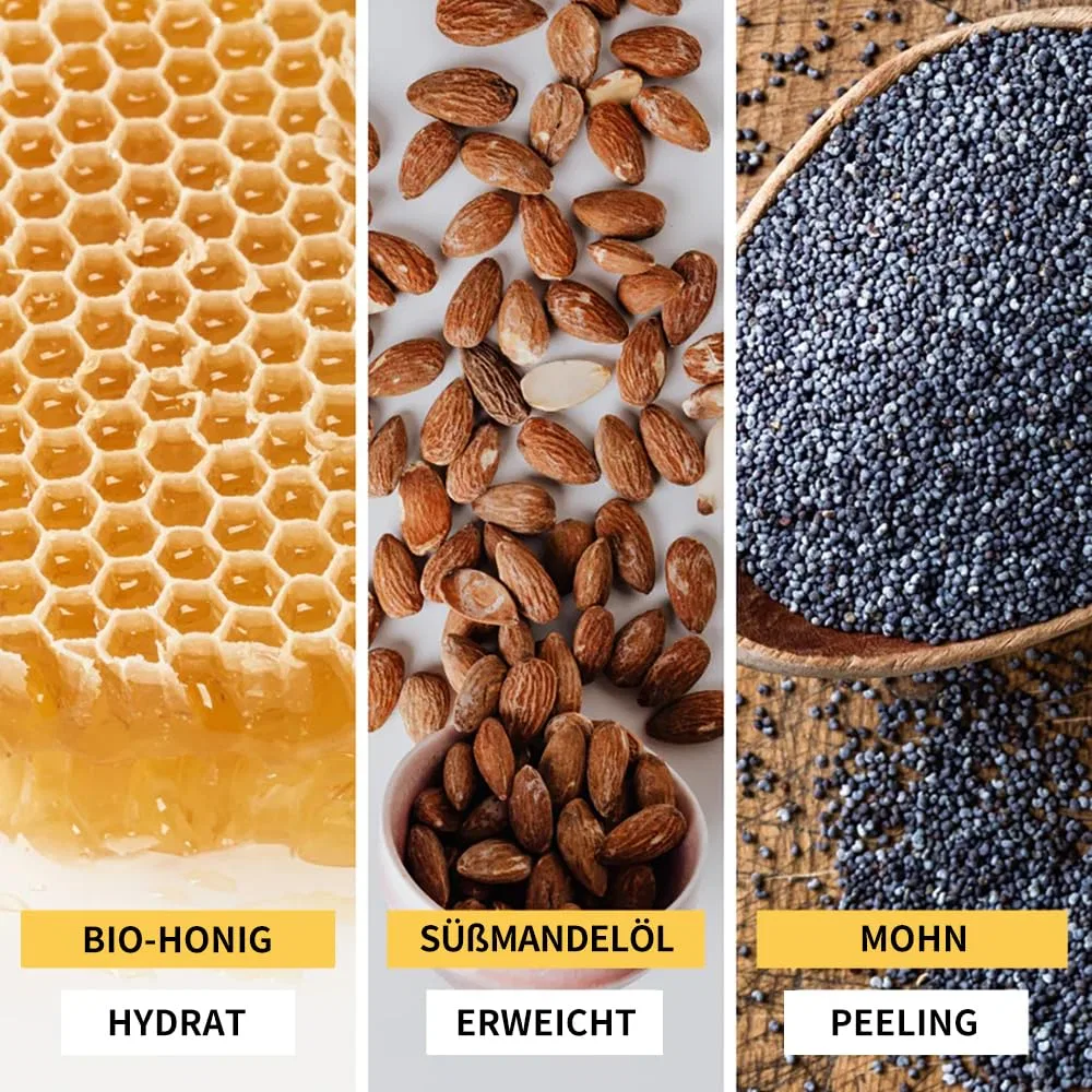 Отшелушивающая перчатка Bee Nature серая и кусок мыла с мыльницей, с органическим медом, 100 г Bee Nature — фото 3