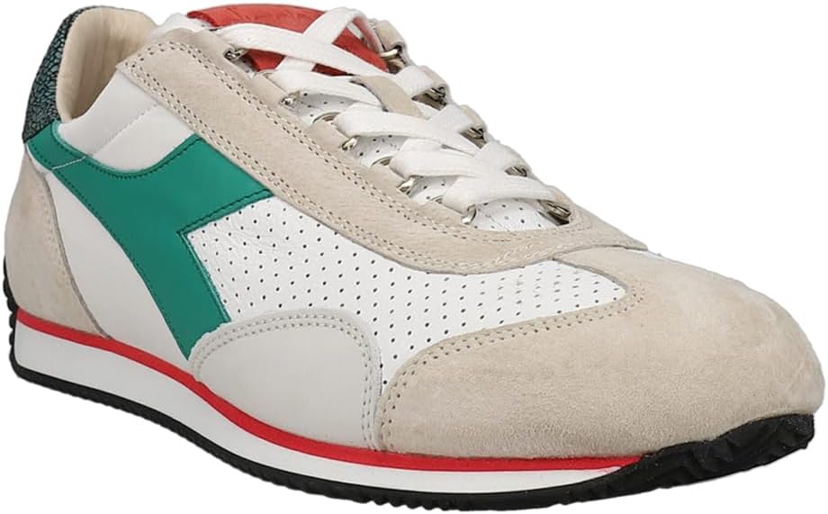 Мужские кроссовки Diadora Equipe Italia с шнуровкой, повседневные - зеленые, слоновая кость — фото 2