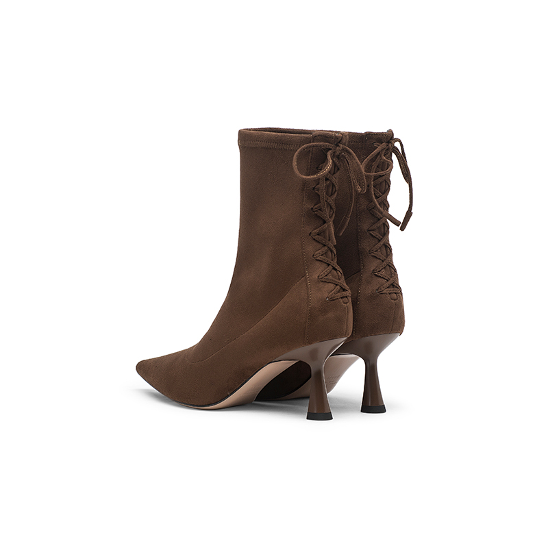 Coup De Foudre Женские ботильоны на каблуке 7 см шоколадно-коричневые, цвет Chocolate Brown — фото 4