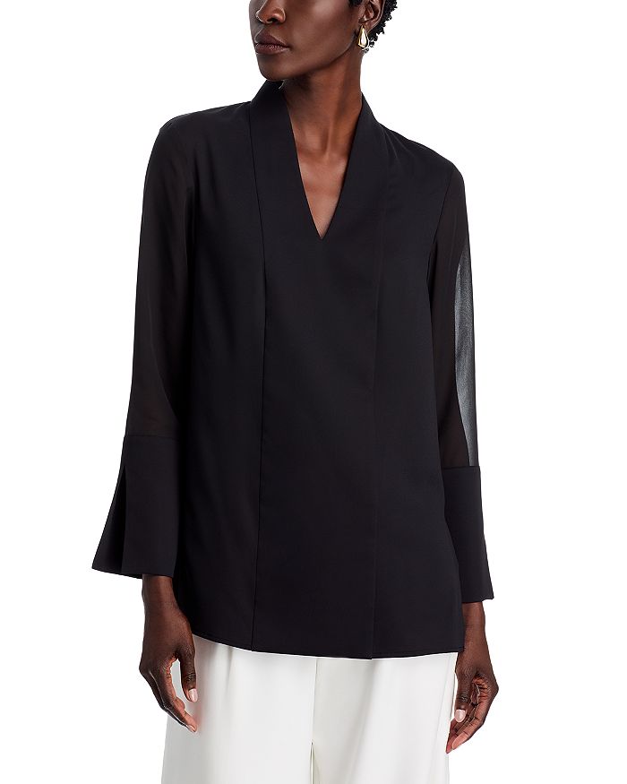 

Блузка с прозрачными рукавами Misook, черный