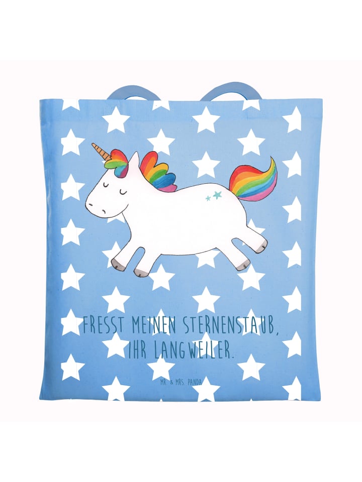 

Сумка-шоппер Единорог с надписью Счастливый на небесно-голубом фоне Mr. & Mrs. Panda